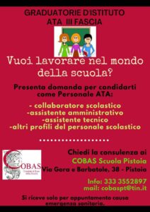 Volantino Cobas Scuola consulenza Graduatorie ATA III Fascia