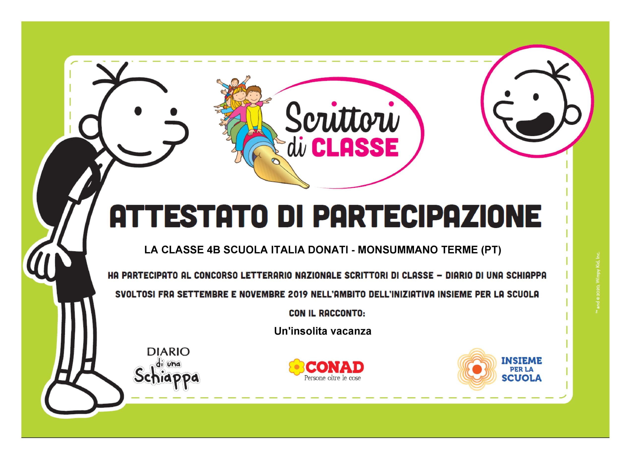 Attestato di partecipazione classe IV B