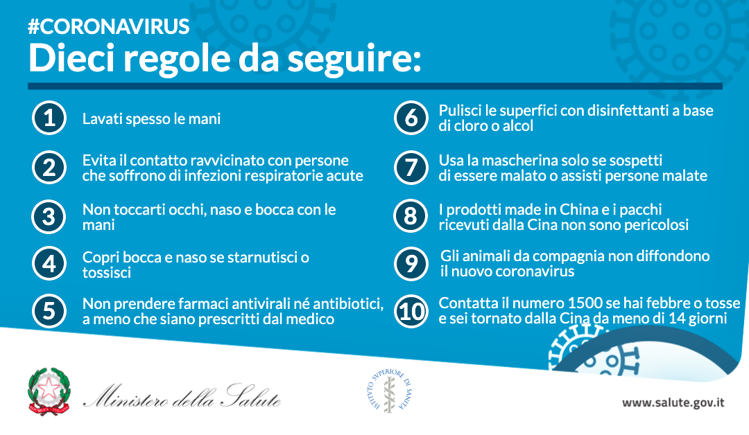 Indicazioni in merito al Coronavirus