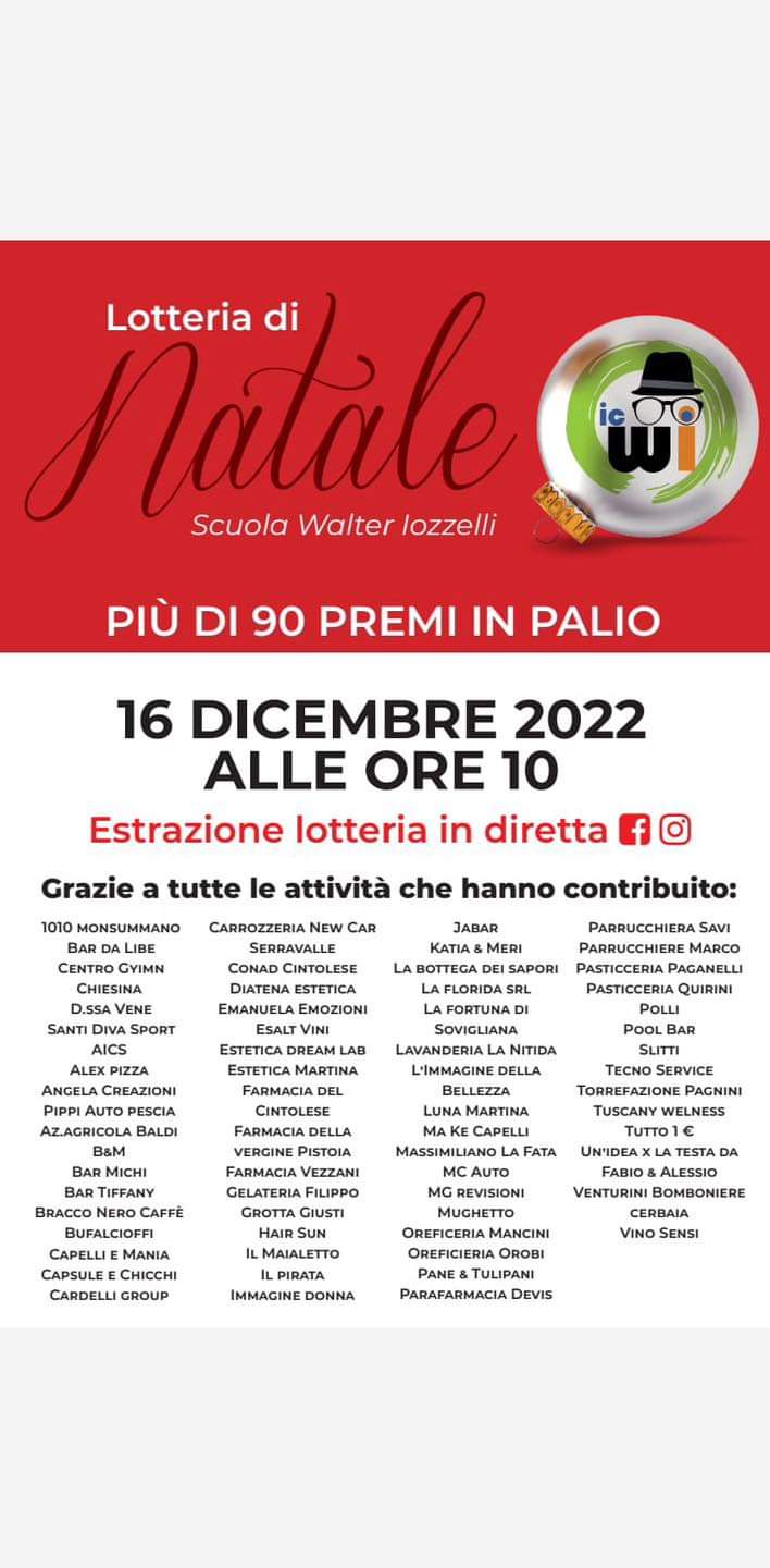 Lotteria di Natale alla Scuola Iozzelli il 16 dicembre 2022 Lotteria di Natale alla Scuola Iozzelli il 16 dicembre 2022