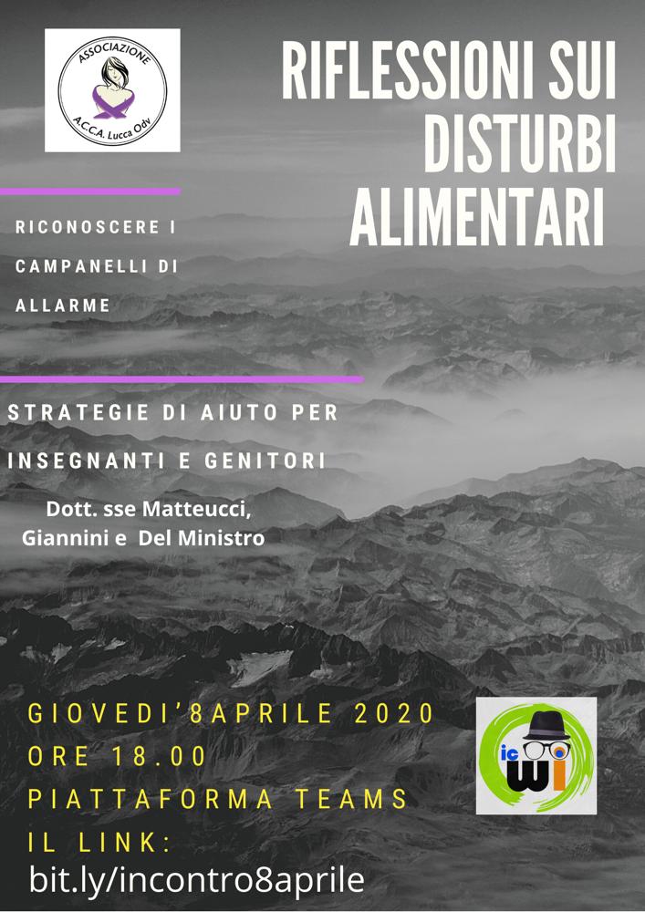 Locandina Conferenza “Riflessioni sui disturbi alimentari” 8 aprile 2021 Locandina Conferenza “Riflessioni sui disturbi alimentari” 8 aprile 2021